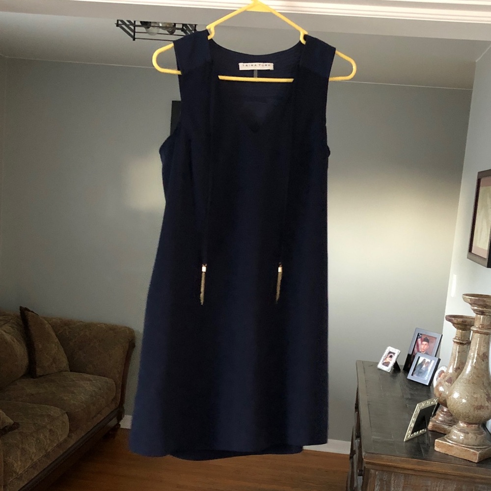 Trina Turk Navy Shift Dress with Tassel Ties